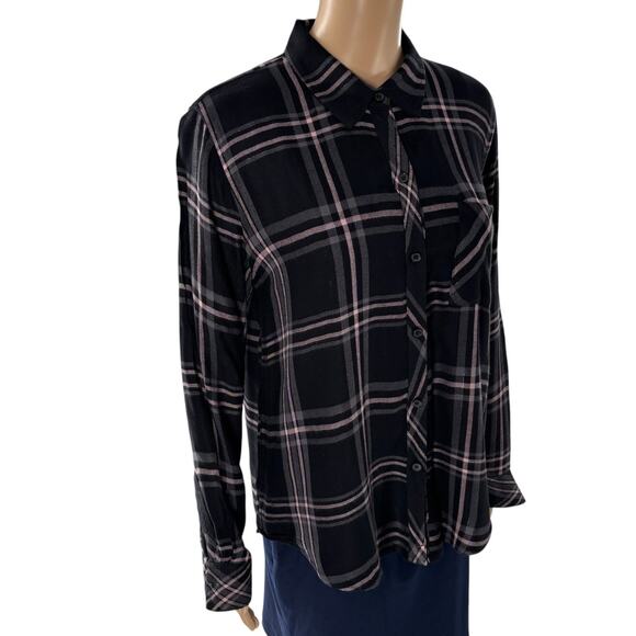 Rails Onyx Slate Blush Hunter Plaid Button Down Top - Picture 5 of 11